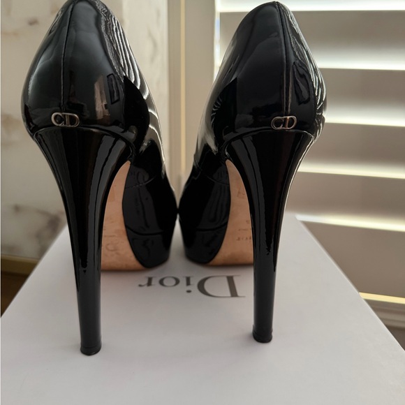 Dior Miss Dior Patent Black Peep-Toe Heels - Picture 3 of 5